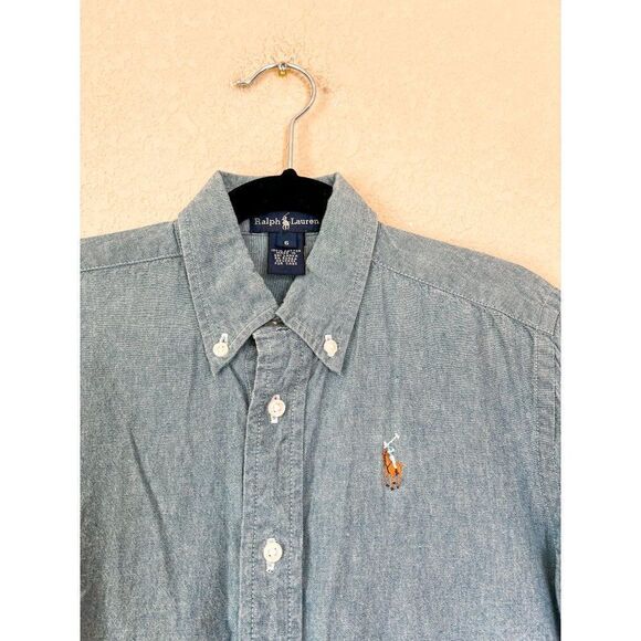 Ralph Lauren Boys Blue Long Sleeve Button Down Shirt, Size 6 - Picture 2 of 3